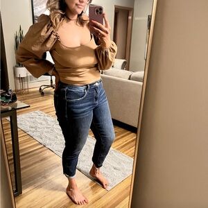 Stylish Tan Puff Sleeve Top